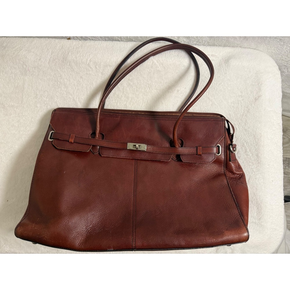 Pelle Studio Brown Leather Laptop Tote Bag Professional Work Satchel Briefcase